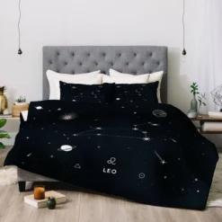 Deny Designs Full/Queen Cuss Yeah Designs Leo Star Constellation Comforter Set Black: Microfiber, 300 Thread Count, 3-Piece Set -Deny Designs Shop GUEST 8db53cb8 c066 4bbc b8c4 7f854bca3af4