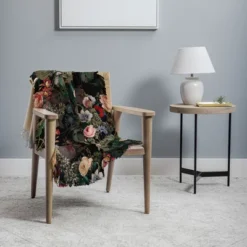 Burcu Korkmazyurek Dark Garden 56"x46" Woven Throw Blanket - Deny Designs