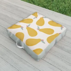 Hello Twiggs Yellow Pear Outdoor Floor Cushion - Deny Designs
