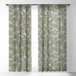 Ninola Design Wild Nature Countryside Green Single Panel Sheer Window Curtain - Deny Designs