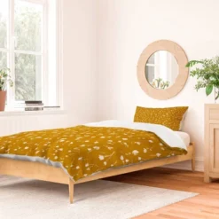 Schatzi Brown Libby Floral Marigold Duvet Cover Set Yellow - Deny Designs