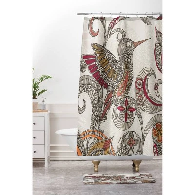 Flying Bird Shower Curtain Beige/Red - Deny Designs 4 Flying Bird Shower Curtain Beige/Red - Deny Designs - Image 2