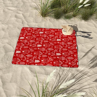 Pimlada Phuapradit Christmas Village Red Picnic Blanket -Deny Designs 4 Pimlada Phuapradit Christmas Village Red Picnic Blanket -Deny Designs - Image 2