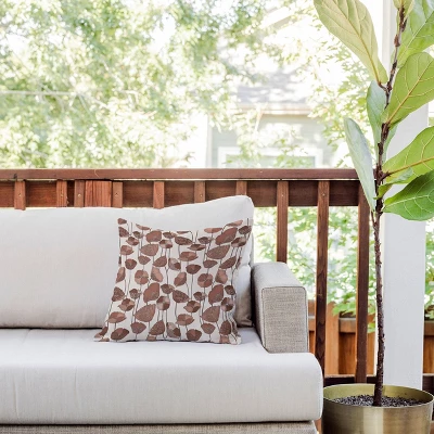 16"x16" Deny Designs Valentina Ramos Poppies Mocha Mousse Square Outdoor Throw Pillow Brown 4 16"x16" Deny Designs Valentina Ramos Poppies Mocha Mousse Square Outdoor Throw Pillow Brown - Image 2