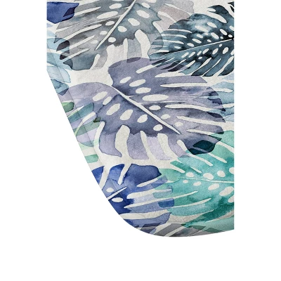 Ninola Design Tropical Jungle Leaves Memory Foam Bath Mat Blue - Deny Designs 3 Ninola Design Tropical Jungle Leaves Memory Foam Bath Mat Blue - Deny Designs