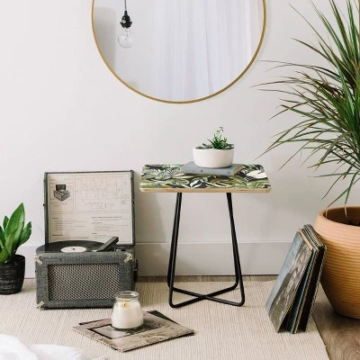 Marta Barragan Camarasa Dark Watercolor Jungle Side Table Black - Deny Designs 5 Marta Barragan Camarasa Dark Watercolor Jungle Side Table Black - Deny Designs - Image 3
