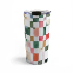Ninola Design Watercolor Checker Yuletide 20 Oz Stainless Steel Travel Mug - Deny Designs -Deny Designs Shop GUEST 9ec4da47 8241 4c38 80f7 520db1e49ff4