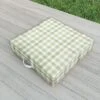 Ninola Design Watercolor Gingham Salad Green Outdoor Floor Cushion - Deny Designs