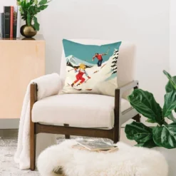 Deny Designs 16"x16" The Whiskey Ginger Retro Skiing Couple Square Throw Pillow Blue: Abstract Design, Indoor Decor, Zippered Cover -Deny Designs Shop GUEST a086ba56 b053 4b2a af1f 5581b0ded940