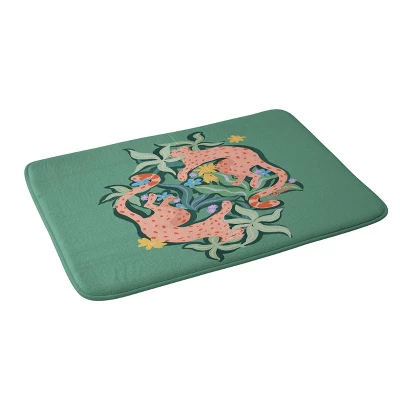 Sun Lee Art Wild Cheetahs Bath Mat Green - Deny Designs 3 Sun Lee Art Wild Cheetahs Bath Mat Green - Deny Designs