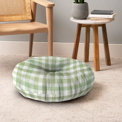 Ninola Design Watercolor Gingham Salad Green Floor Pillow - Deny Desings 5 Ninola Design Watercolor Gingham Salad Green Floor Pillow - Deny Desings - Image 3