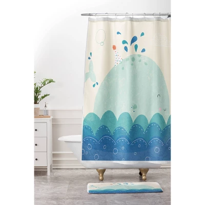 Deny Designs Kids' Cory Reid Whale Shower Curtain 4 Deny Designs Kids' Cory Reid Whale Shower Curtain - Image 2