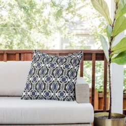 20"x20" Deny Designs Mirimo Boke Outdoor Throw Pillow Black/Indigo: Abstract Design, Polyester Fill, Square Shape