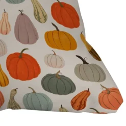 16"x16" Avenie Fall Pumpkin And Squash Square Throw Pillow - Deny Designs: Abstract Design, Removable Cover, Indoor Decor
