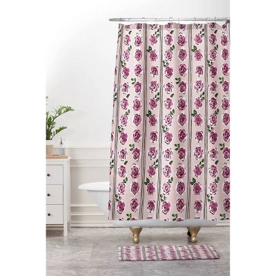 Deny Designs Dannick Romantic Rose Pattern Sweet Shower Curtain 4 Deny Designs Dannick Romantic Rose Pattern Sweet Shower Curtain - Image 2