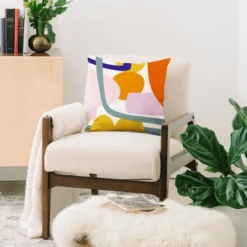 16"x16" Lane And Lucia Rainbow Collage Square Throw Pillow Green - Deny Designs