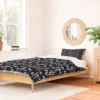 Full/Queen Natalie Baca Clover & Dandelion Duvet Cover & Sham Set Navy - Deny Designs