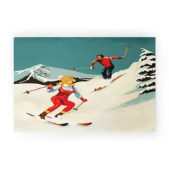 The Whiskey Ginger Retro Skiing Couple Welcome Mat - Society6 -Deny Designs Shop GUEST a95d991a 0e3d 4492 8a4e d5fac323fb38