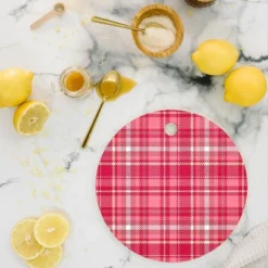 Avenie Pink Plaid Cutting Board - Round