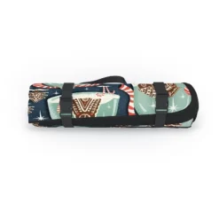 Heather Dutton Gingerbread Village Blue Picnic Blanket -Deny Designs