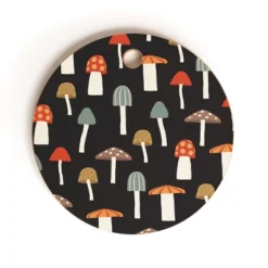 Little Arrow Design Co Mushrooms On Charcoal Cutting Board - Round -Deny Designs Shop GUEST aafd9610 3412 4833 adef ea5ddf532ee5