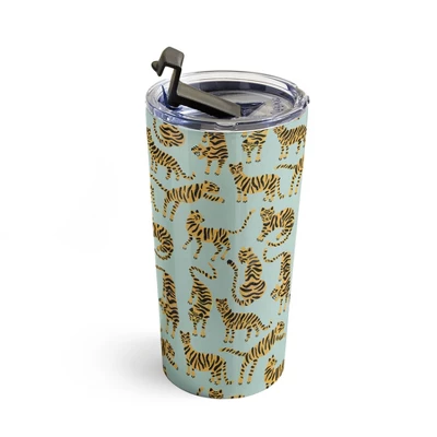 Cat Coquillette Tiger Collection Mint Orange Travel Mug 20 Oz Stainless Steel Travel Mug - Deny Designs 4 Cat Coquillette Tiger Collection Mint Orange Travel Mug 20 Oz Stainless Steel Travel Mug - Deny Designs - Image 2