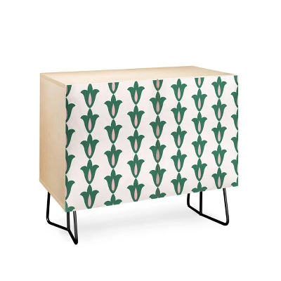Maritza Lisa Retro Green Floral Pattern Credenza - Deny Designs 4 Maritza Lisa Retro Green Floral Pattern Credenza - Deny Designs - Image 2