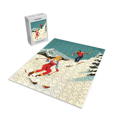 The Whiskey Ginger Retro Skiing Couple Jigsaw Puzzle - Deny Designs 1 The Whiskey Ginger Retro Skiing Couple Jigsaw Puzzle - Deny Designs