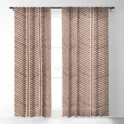 Little Arrow Design Co Organic Chevron On Brandywine Single Panel Sheer Window Curtain - Deny Designs