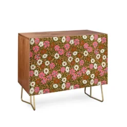 Schatzi Brown Jirra Floral Olive Walnut Credenza - Deny Designs