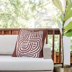 20"x20" Deny Designs Little Dean Line Art Sculpt In Umber 03 Square Outdoor Throw Pillow Orange -Deny Designs Shop GUEST b948b642 a76c 4e89 8b12 cd0cfb517726