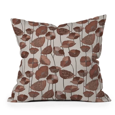 16"x16" Deny Designs Valentina Ramos Poppies Mocha Mousse Square Outdoor Throw Pillow Brown 6 16"x16" Deny Designs Valentina Ramos Poppies Mocha Mousse Square Outdoor Throw Pillow Brown - Image 4