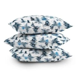16"x16" Ninola Design Watercolor Pines Spruces Square Throw Pillow Blue - Deny Designs -Deny Designs Shop GUEST bbcf792e 7b44 4798 ae9c b445253c8304