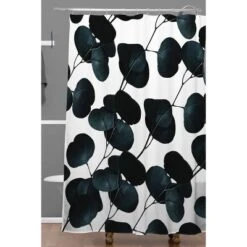 83 Oranges Dark Leaves Shower Curtain Black/White - Deny Designs