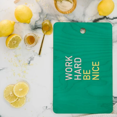 Socoart Work Hard Be Nice I Cutting Board Rectangle - Deny Designs 3 Socoart Work Hard Be Nice I Cutting Board Rectangle - Deny Designs