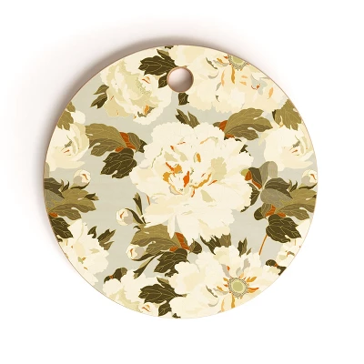 Iveta Abolina Peonies Light Sage Cutting Board - Round 5 Iveta Abolina Peonies Light Sage Cutting Board - Round - Image 3