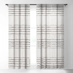 Holli Zollinger LINEN STRIPE RUSTIC Single Panel Sheer Window Curtain - Deny Designs