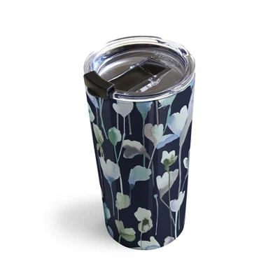 Ninola Design Watery Abstract Flowers Navy Travel Mug 20 Oz Stainless Steel Travel Mug - Deny Designs 5 Ninola Design Watery Abstract Flowers Navy Travel Mug 20 Oz Stainless Steel Travel Mug - Deny Designs - Image 3