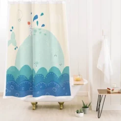 Deny Designs Kids' Cory Reid Whale Shower Curtain