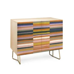 Gigi Rosado Brown Striped Pattern Credenza - Deny Designs
