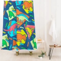 Deny Designs Kids' Chobopop 90s Dinosaur Pattern Shower Curtain