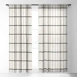 Holli Zollinger Linen Grid Single Panel Sheer Window Curtain - Deny Designs