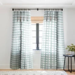 Little Arrow Design Co Watercolor Plaid Dusty Blue Single Panel Sheer Window Curtain - Deny Designs -Deny Designs Shop GUEST c6082379 f98e 4ecd a9dc 75191f1ccac7
