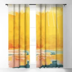 Lunetricotee Sunny Landscape Single Panel Sheer Window Curtain - Deny Designs