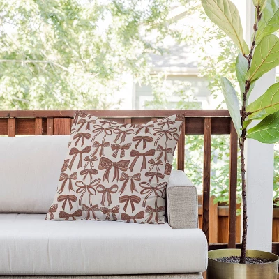 20"x20" Deny Designs Valentina Ramos Bows Mocha Mousse Square Outdoor Throw Pillow Beige 4 20"x20" Deny Designs Valentina Ramos Bows Mocha Mousse Square Outdoor Throw Pillow Beige - Image 2