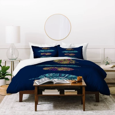 Stephanie Corfee Doodle Feather ColleCountion Duvet Queen Navy - Deny Designs 3 Stephanie Corfee Doodle Feather ColleCountion Duvet Queen Navy - Deny Designs