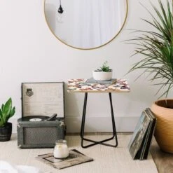 Square Ninola Design Butterflies Wings Countryside Side Table Pink/Black - Deny Designs -Deny Designs Shop GUEST c95cd108 be04 463d b2de d36172e6a368