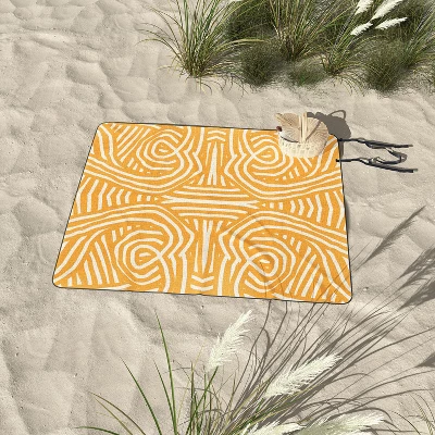 Little Dean Yellow Mustard Boho Stripe Picnic Blanket - Deny Designs 4 Little Dean Yellow Mustard Boho Stripe Picnic Blanket - Deny Designs - Image 2