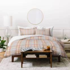 Little Arrow Design Co Fall Plaid Warm Neutrals Duvet Cover Set Orange/Blue - Deny Designs -Deny Designs Shop GUEST cd1e1319 382a 4a12 8496 17450365ace0
