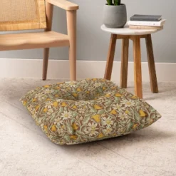 Sewzinski Retro Flowers On Brown Square Floor Pillow - Deny Desings -Deny Designs Shop GUEST cd9b6e6f 4dd4 40c6 b431 cfdf55bcd716